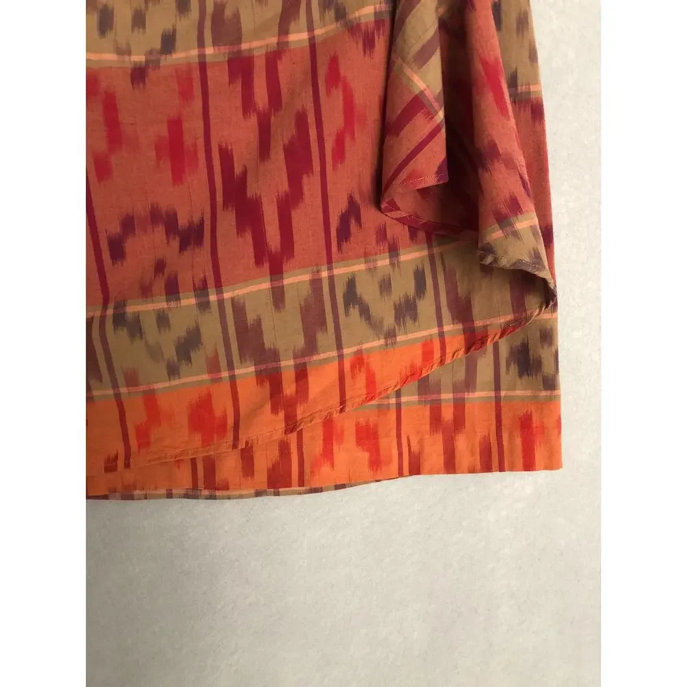 Lauren Ralph Lauren Wrap Skirt Geo-Motif Cotton-Linen Women's 16W NEW